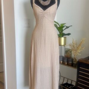 Elegant Cream Strappy Maxi Dress